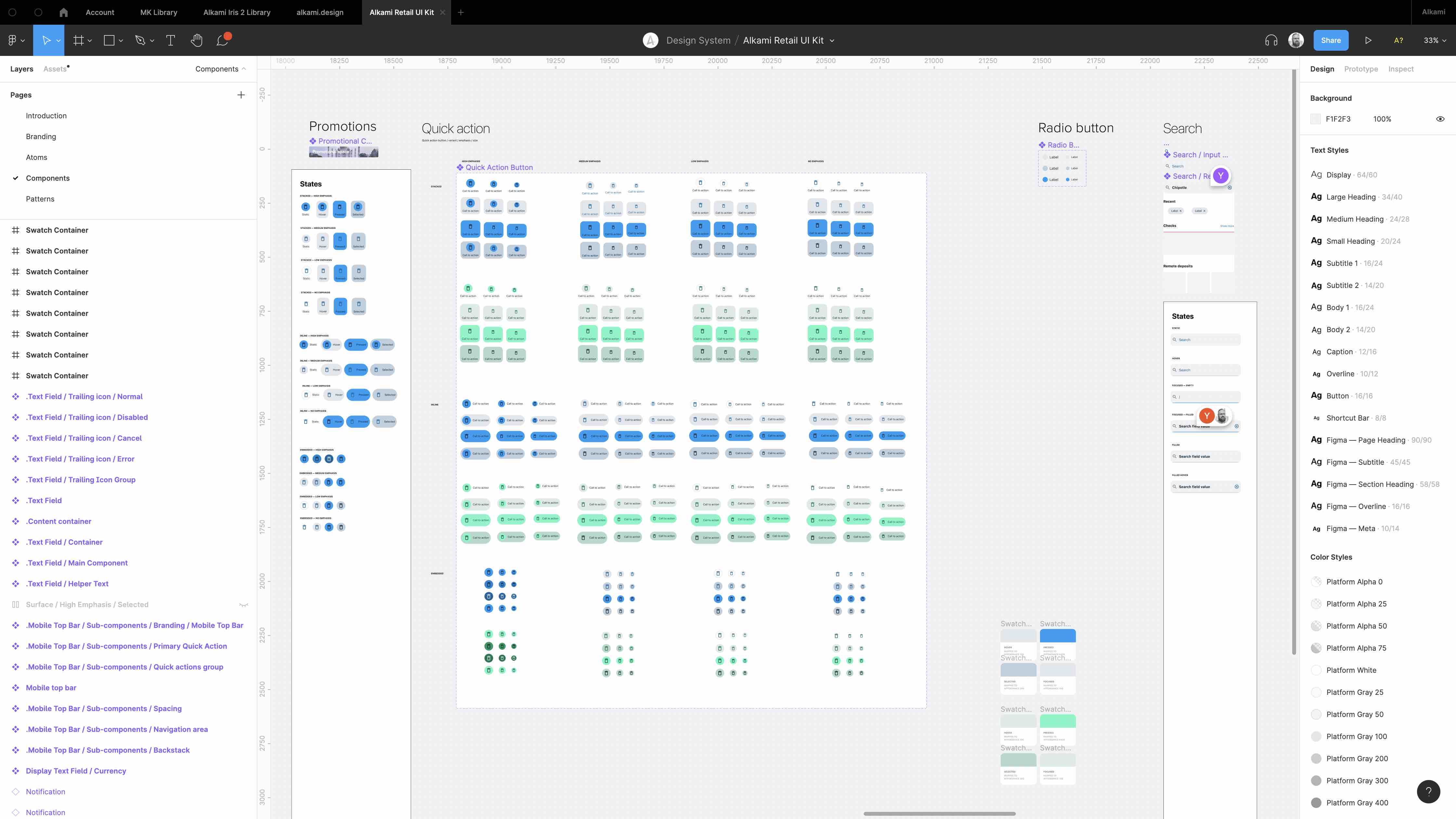 Quick Action Button component variants in Figma