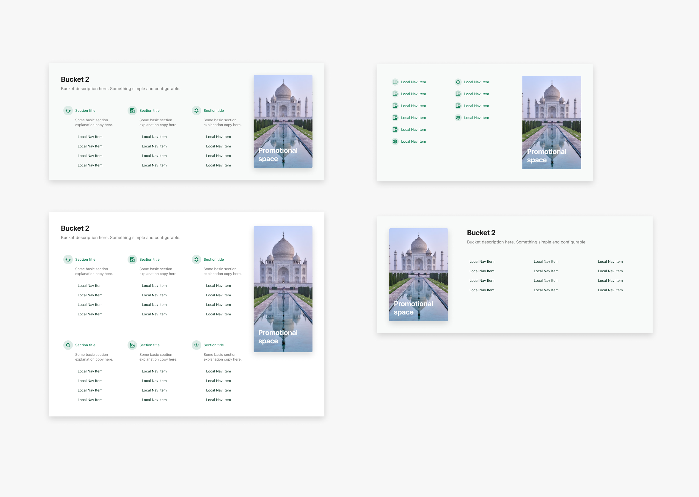 Desktop navigation layout examples
