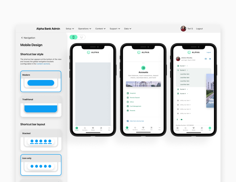Mobile navigation configuration view