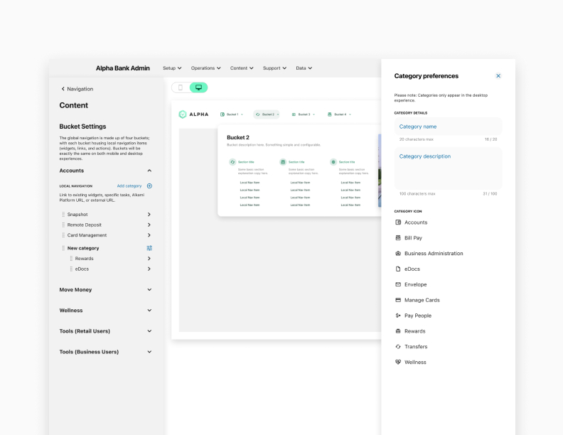 Navigation builder admin UI
